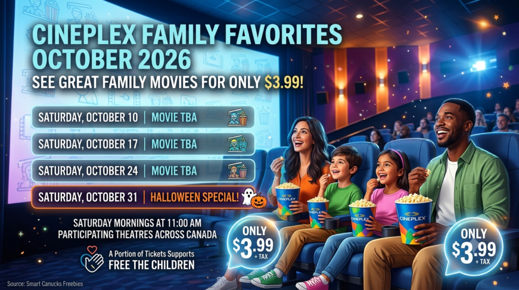 Cineplex Family Favorites $3.99 October Movie Deals).